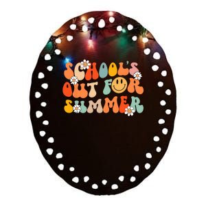 Schools Out For Summer Graduation Teacher Retro Groovy Ceramic Oval Ornament