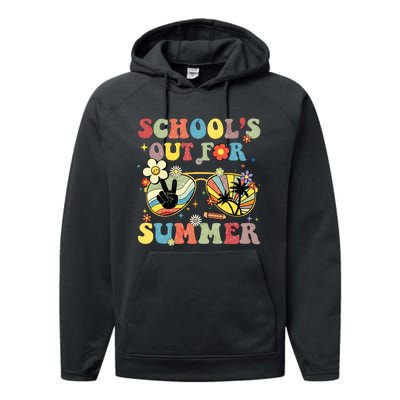 Schools Out For Summer Vibes Sunglasses Teacher Performance Fleece Hoodie