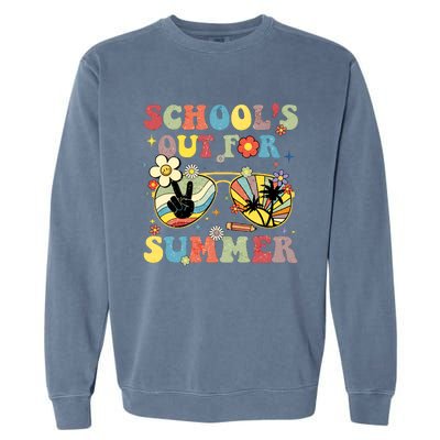 Schools Out For Summer Vibes Sunglasses Teacher Garment-Dyed Sweatshirt