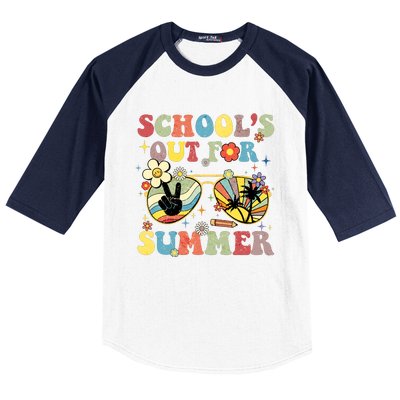 Schools Out For Summer Vibes Sunglasses Teacher Baseball Sleeve Shirt