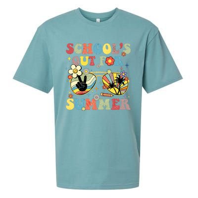 Schools Out For Summer Vibes Sunglasses Teacher Sueded Cloud Jersey T-Shirt