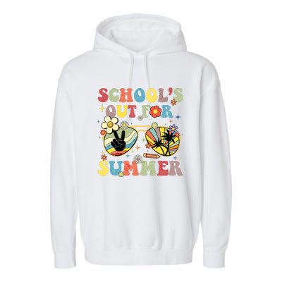 Schools Out For Summer Vibes Sunglasses Teacher Garment-Dyed Fleece Hoodie