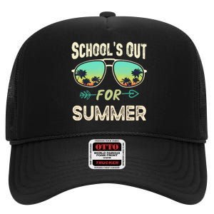 Schools Out For Summer Last Day Of School Student Teacher High Crown Mesh Back Trucker Hat