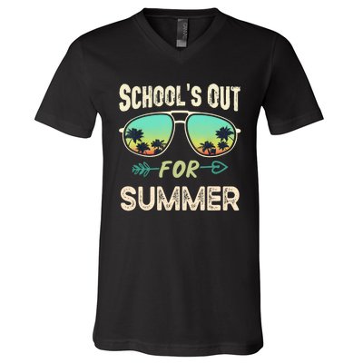 Schools Out For Summer Last Day Of School Student Teacher V-Neck T-Shirt