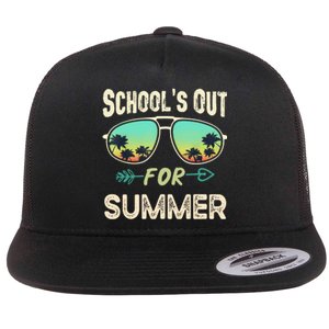 Schools Out For Summer Last Day Of School Student Teacher Flat Bill Trucker Hat