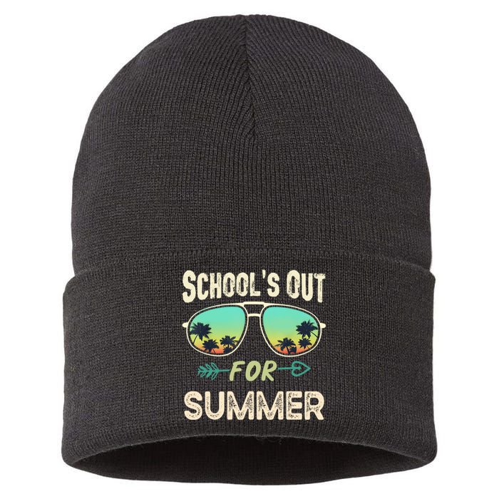 Schools Out For Summer Last Day Of School Student Teacher Sustainable Knit Beanie