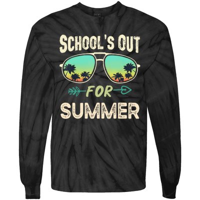 Schools Out For Summer Last Day Of School Student Teacher Tie-Dye Long Sleeve Shirt