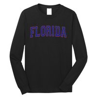 State Of Florida Varsity Blue Weathered Design Long Sleeve Shirt