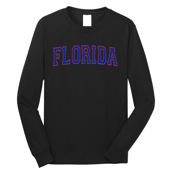 State Of Florida Varsity Blue Weathered Design Long Sleeve Shirt