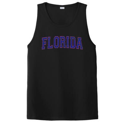 State Of Florida Varsity Blue Weathered Design PosiCharge Competitor Tank