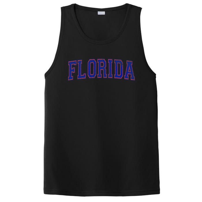 State Of Florida Varsity Blue Weathered Design PosiCharge Competitor Tank