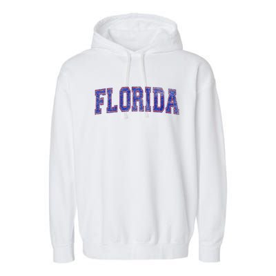 State Of Florida Varsity Blue Weathered Design Garment-Dyed Fleece Hoodie