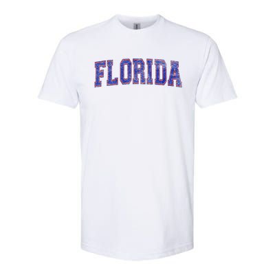 State Of Florida Varsity Blue Weathered Design Softstyle CVC T-Shirt