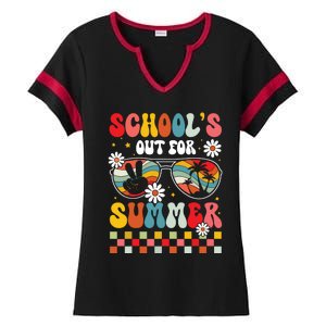 Schools Out For Summer Last Day Of School Teacher Boy Girl Ladies Halftime Notch Neck Tee