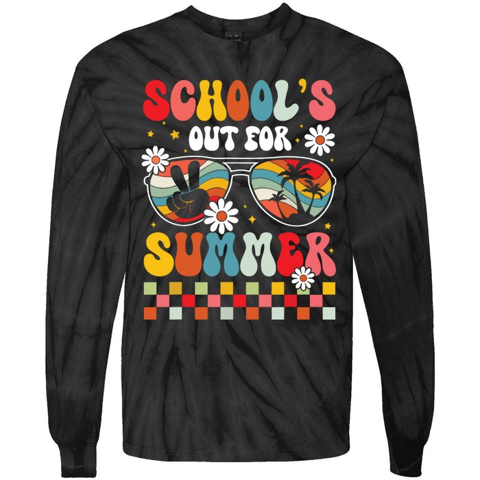 Schools Out For Summer Last Day Of School Teacher Boy Girl Tie-Dye Long Sleeve Shirt