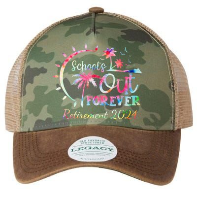 Schools Out Forever Retirement 2024 Retired Teacher Legacy Tie Dye Trucker Hat
