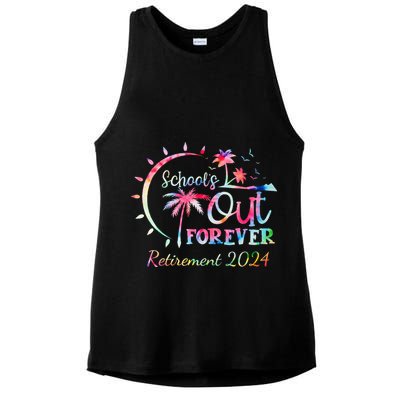 Schools Out Forever Retirement 2024 Retired Teacher Ladies PosiCharge Tri-Blend Wicking Tank