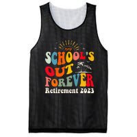 School's Out Forever Retired Teacher Groovy Retirement Mesh Reversible Basketball Jersey Tank