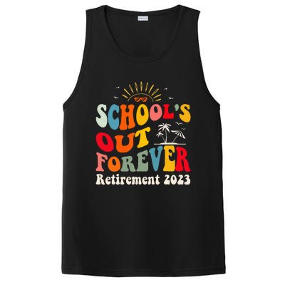 School's Out Forever Retired Teacher Groovy Retirement PosiCharge Competitor Tank