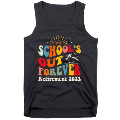 School's Out Forever Retired Teacher Groovy Retirement Tank Top