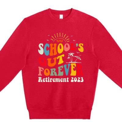 School's Out Forever Retired Teacher Groovy Retirement Premium Crewneck Sweatshirt