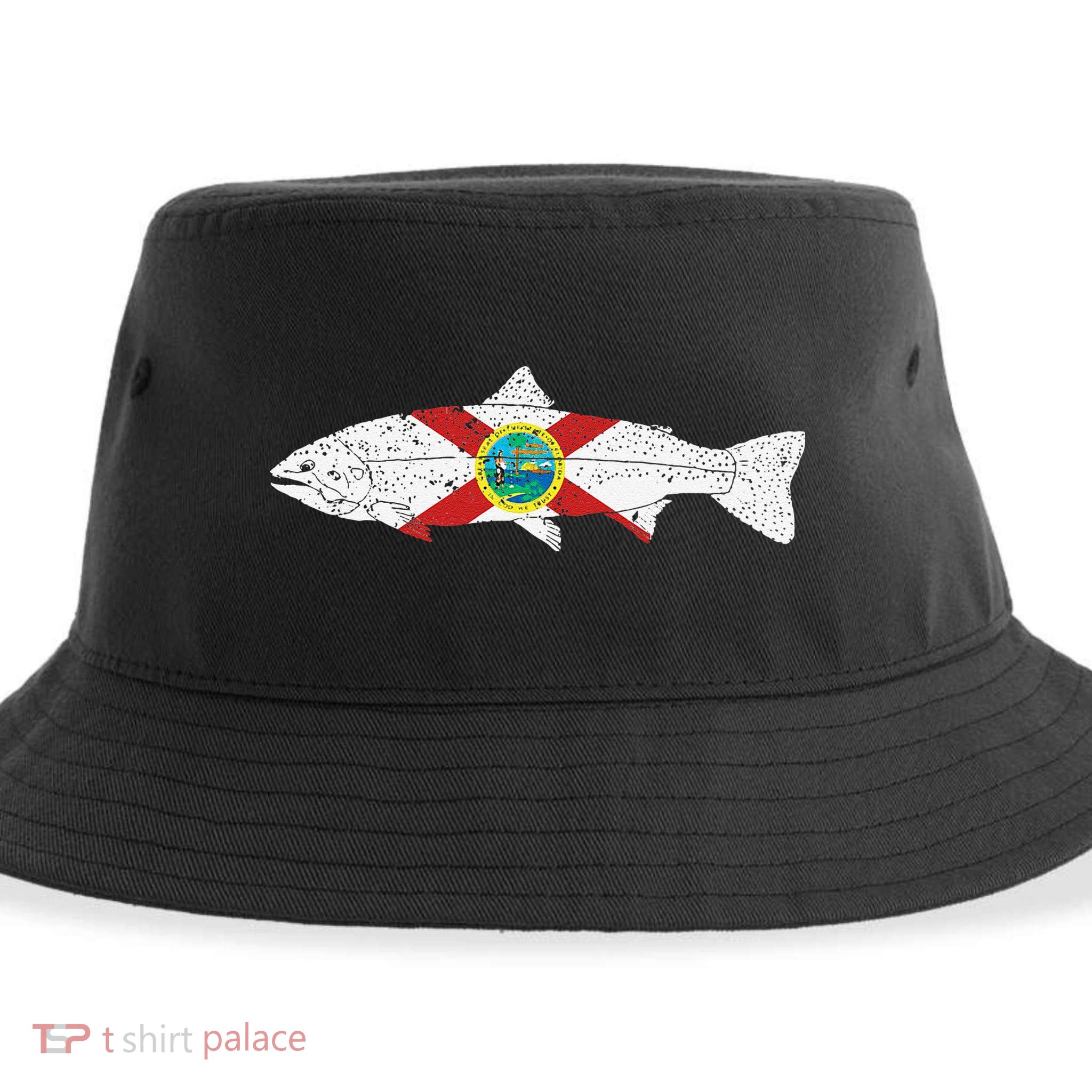 State Of Florida Fishing Flag Vintage Trout FL Sustainable Bucket Hat