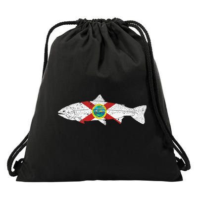 State Of Florida Fishing Flag Vintage Trout FL Drawstring Bag