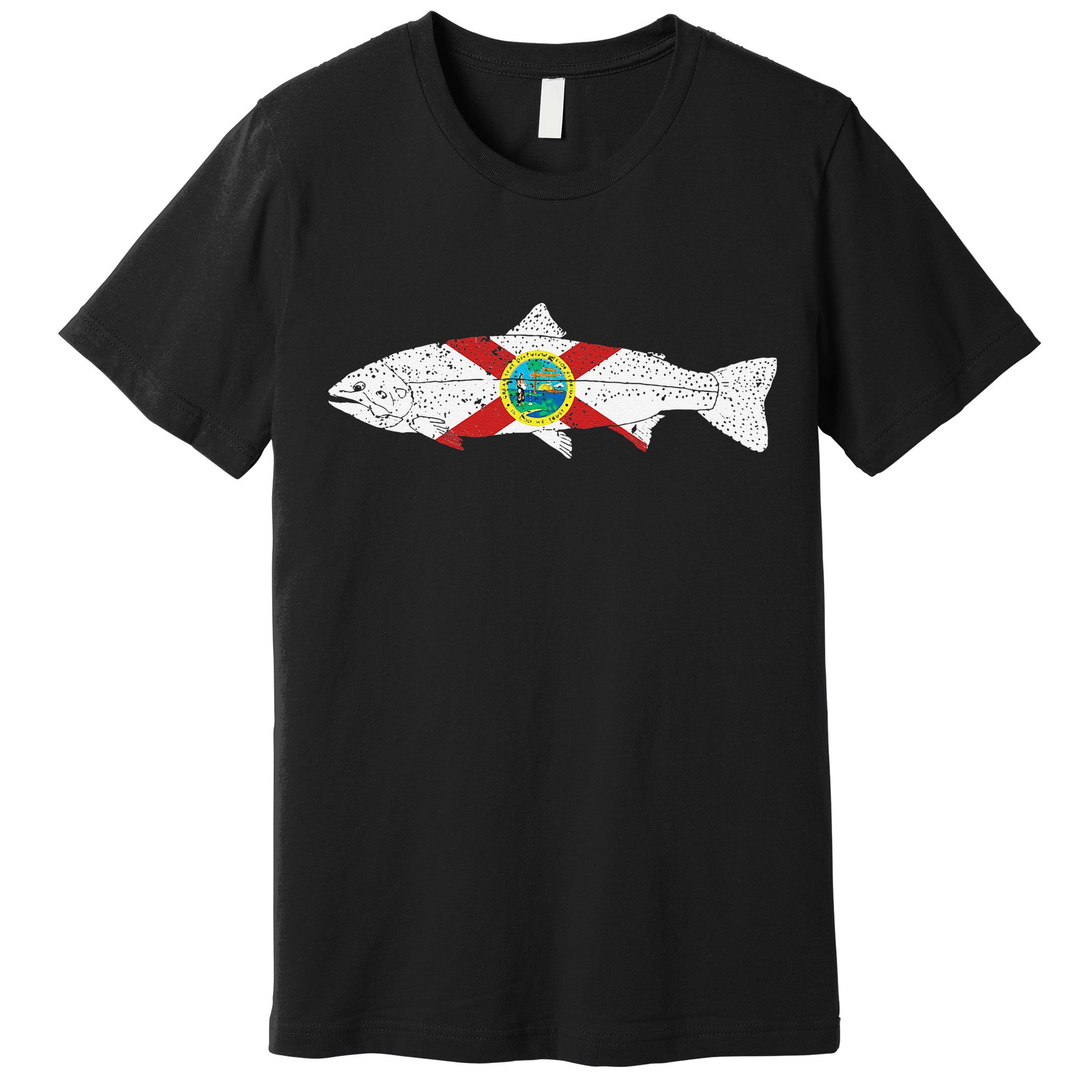 State Of Florida Fishing Flag Vintage Trout FL Premium T-Shirt