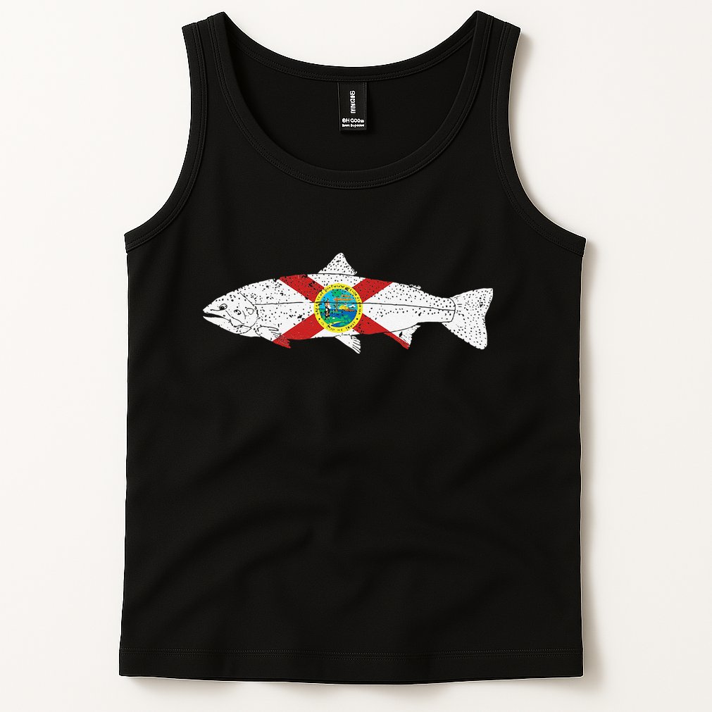 State Of Florida Fishing Flag Vintage Trout FL Tank Top