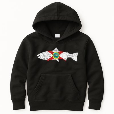 State Of Florida Fishing Flag Vintage Trout FL Kids Hoodie