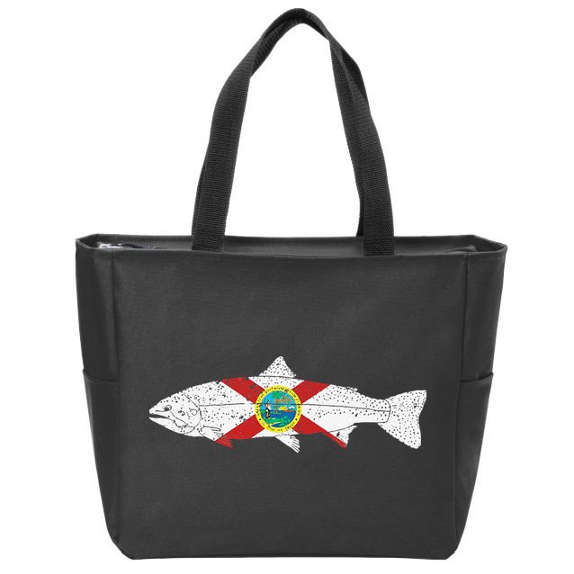State Of Florida Fishing Flag Vintage Trout FL Zip Tote Bag