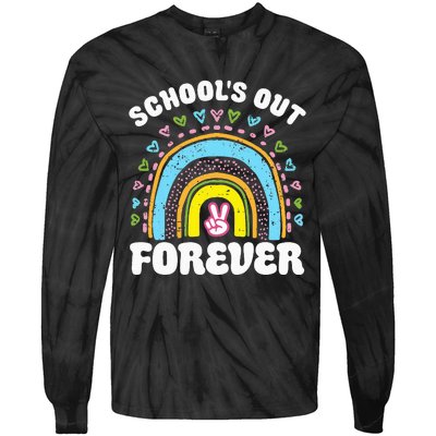 School's Out Forever Rainbow Teacher Retirement Teacher Life Tie-Dye Long Sleeve Shirt