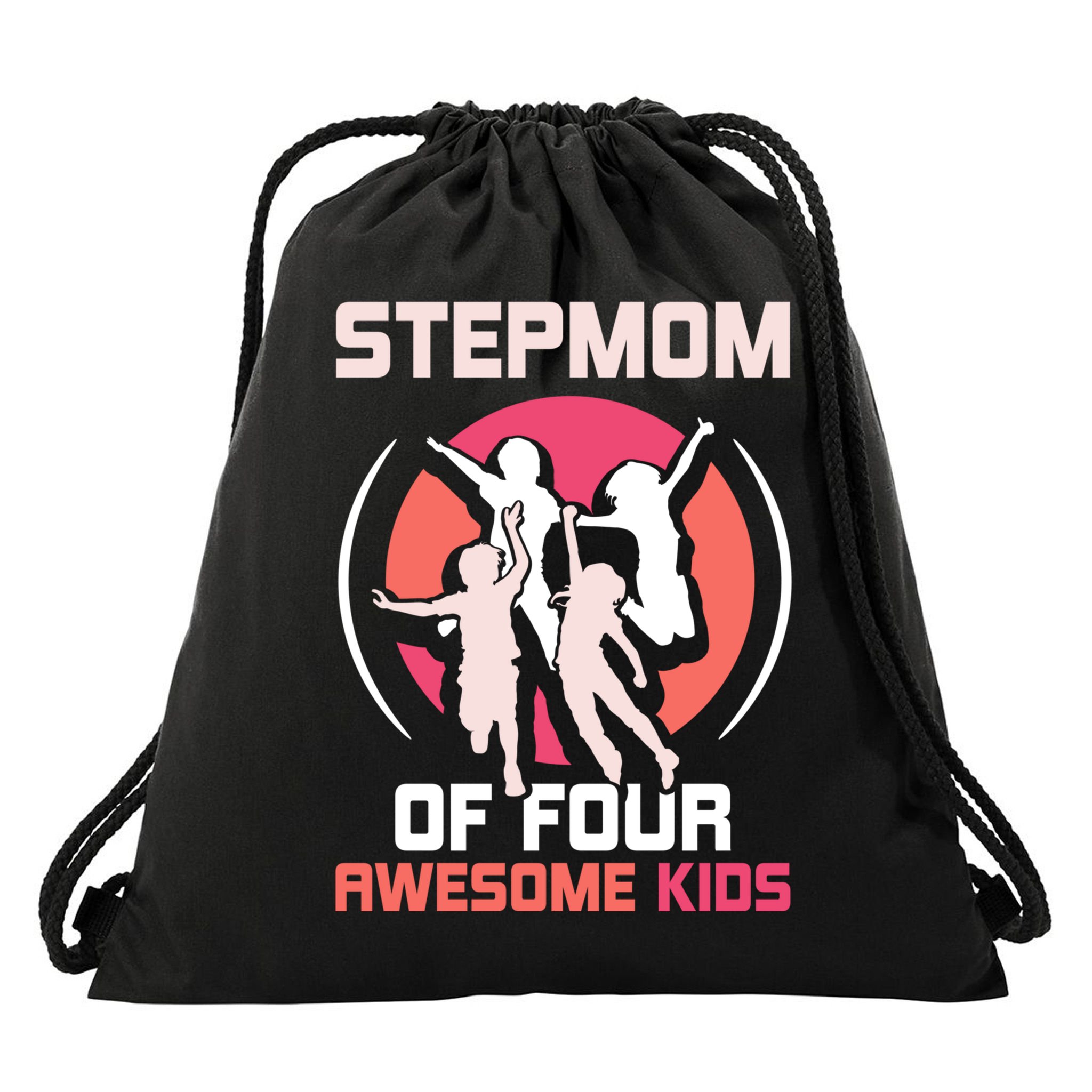 Stepmom Of Four Awesome Mother's Day Stepmother Mom Gift Drawstring Bag