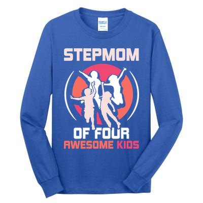 Stepmom Of Four Awesome Mother's Day Stepmother Mom Gift Tall Long Sleeve T-Shirt