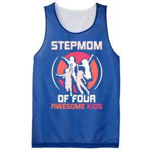 Stepmom Of Four Awesome Mother's Day Stepmother Mom Gift Mesh Reversible Basketball Jersey Tank