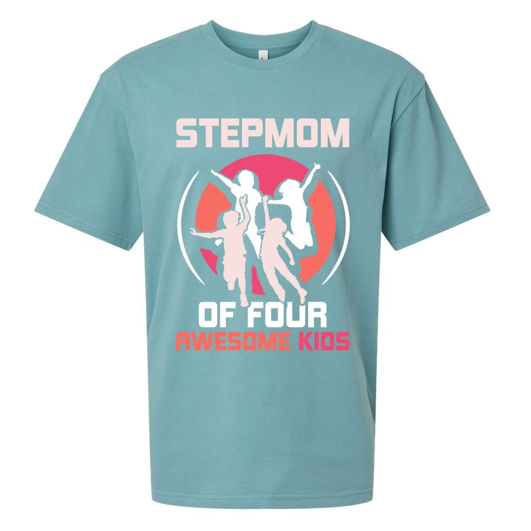 Stepmom Of Four Awesome Mother's Day Stepmother Mom Gift Sueded Cloud Jersey T-Shirt