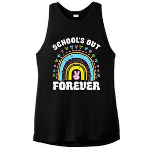 School's Out Forever Rainbow Teacher Retirement Teacher Life Ladies PosiCharge Tri-Blend Wicking Tank