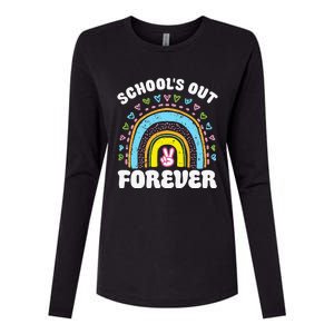 School's Out Forever Rainbow Teacher Retirement Teacher Life Womens Cotton Relaxed Long Sleeve T-Shirt