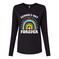 School's Out Forever Rainbow Teacher Retirement Teacher Life Womens Cotton Relaxed Long Sleeve T-Shirt