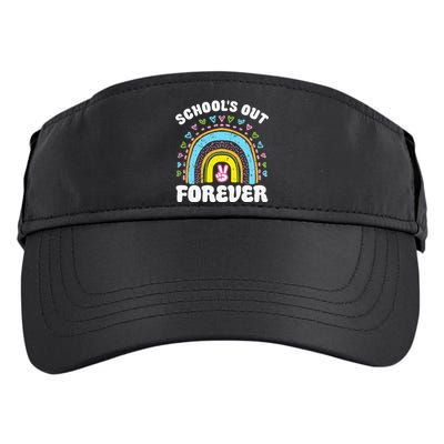 School's Out Forever Rainbow Teacher Retirement Teacher Life Adult Drive Performance Visor