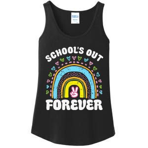 School's Out Forever Rainbow Teacher Retirement Teacher Life Ladies Essential Tank