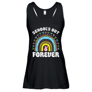 School's Out Forever Rainbow Teacher Retirement Teacher Life Ladies Essential Flowy Tank