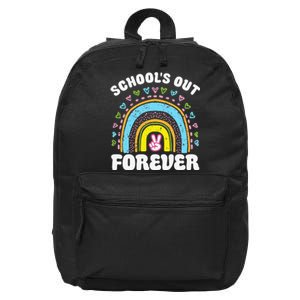 School's Out Forever Rainbow Teacher Retirement Teacher Life 16 in Basic Backpack