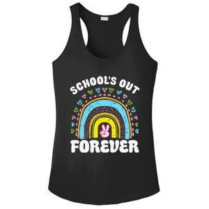 School's Out Forever Rainbow Teacher Retirement Teacher Life Ladies PosiCharge Competitor Racerback Tank