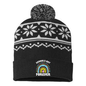 School's Out Forever Rainbow Teacher Retirement Teacher Life USA-Made Snowflake Beanie