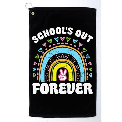 School's Out Forever Rainbow Teacher Retirement Teacher Life Golf Towel