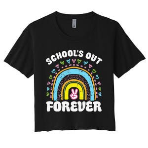 School's Out Forever Rainbow Teacher Retirement Teacher Life Women's Crop Top Tee