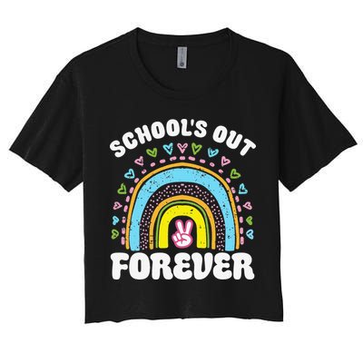 School's Out Forever Rainbow Teacher Retirement Teacher Life Crop Top