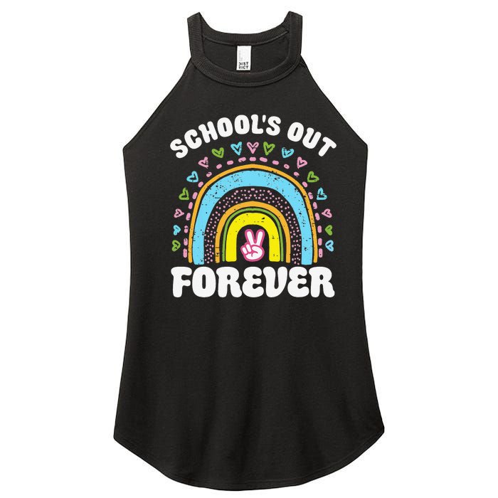 School's Out Forever Rainbow Teacher Retirement Teacher Life Women's Perfect Tri Rocker Tank