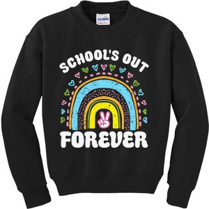 School's Out Forever Rainbow Teacher Retirement Teacher Life Kids Sweatshirt